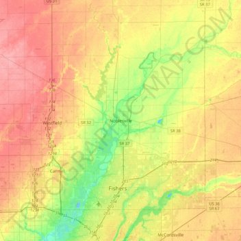 Noblesville topographic map, elevation, terrain