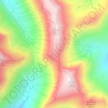 Seang Aonach Mor topographic map, elevation, terrain