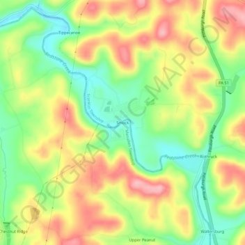 Smock topographic map, elevation, terrain