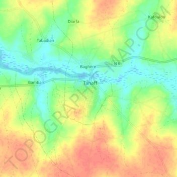Tanaff topographic map, elevation, terrain
