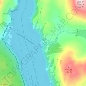 Inversnaid topographic map, elevation, terrain