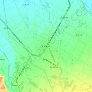 Surallah topographic map, elevation, terrain