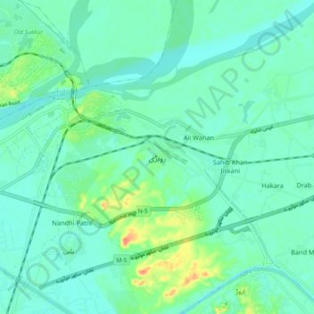 Rohri topographic map, elevation, terrain