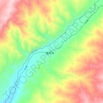 香孜村 topographic map, elevation, terrain