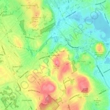 Shakerhill topographic map, elevation, terrain