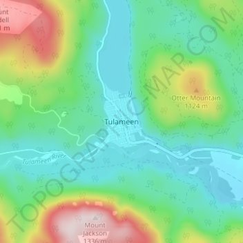 Tulameen topographic map, elevation, terrain