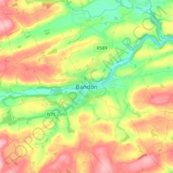 Bandon topographic map, elevation, terrain