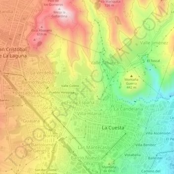 Las Nieves topographic map, elevation, terrain