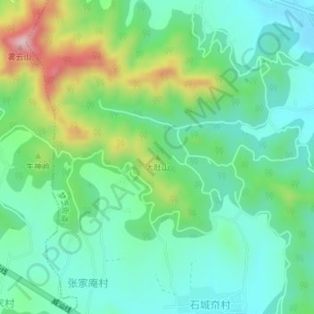 大肚山 topographic map, elevation, terrain