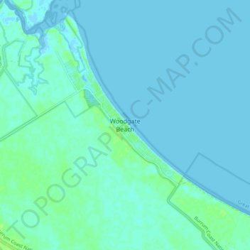 Woodgate Beach topographic map, elevation, terrain