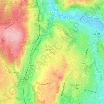 Pressin topographic map, elevation, terrain