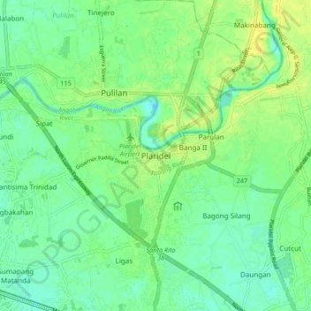 Plaridel topographic map, elevation, terrain