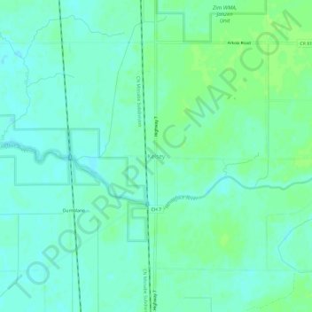Kelsey topographic map, elevation, terrain