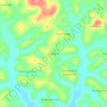 Kasaana topographic map, elevation, terrain