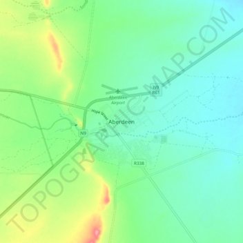 Aberdeen topographic map, elevation, terrain