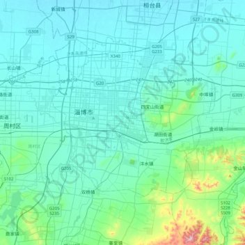 淄博市 topographic map, elevation, terrain