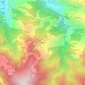 Gadheri topographic map, elevation, terrain
