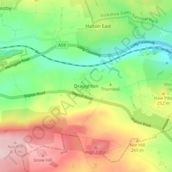 Draughton topographic map, elevation, terrain