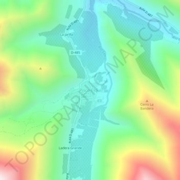 Pisco Elqui topographic map, elevation, terrain