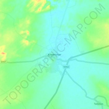 Kheenvsar topographic map, elevation, terrain