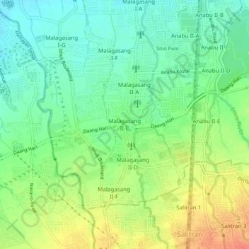 Malagasang II-C topographic map, elevation, terrain