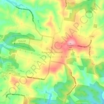 Kangaroo Ground topographic map, elevation, terrain