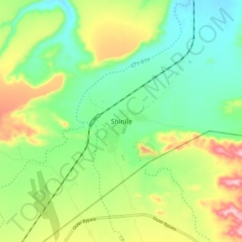 Shinile topographic map, elevation, terrain