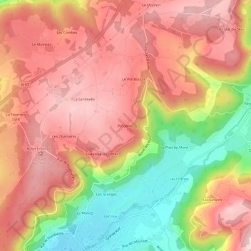 Pcholmey topographic map, elevation, terrain