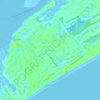 Sea Pines topographic map, elevation, terrain