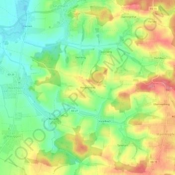 Riedersheim topographic map, elevation, terrain