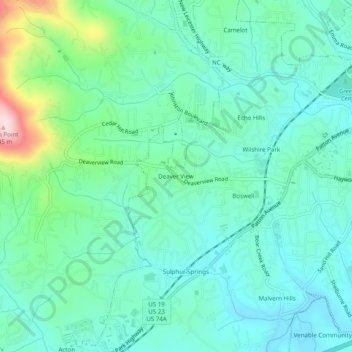 Deaver View topographic map, elevation, terrain