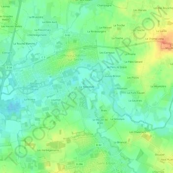 La Tremblais topographic map, elevation, terrain