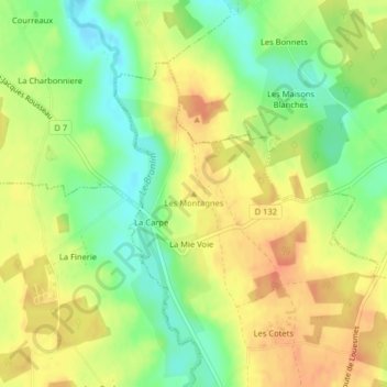 Les Montagnes topographic map, elevation, terrain