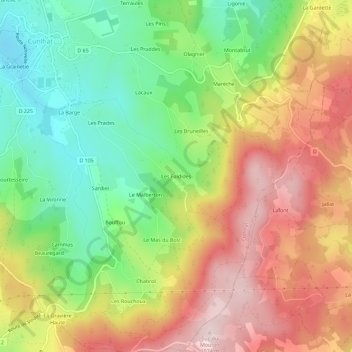 Les Faidides topographic map, elevation, terrain