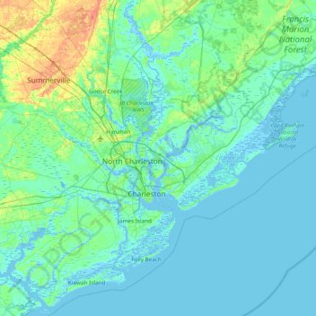 Daniel Island topographic map, elevation, terrain