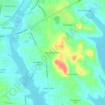 Maple Row Estates topographic map, elevation, terrain