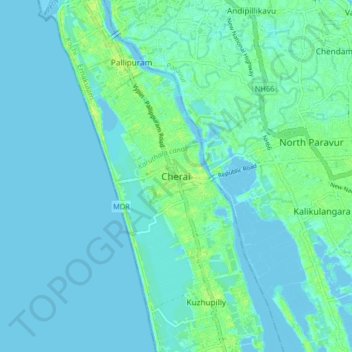 Cherai topographic map, elevation, terrain