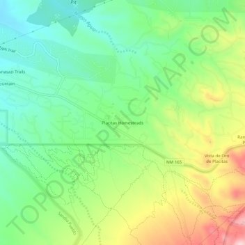 Placitas Homesteads topographic map, elevation, terrain