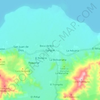 Güigüe topographic map, elevation, terrain