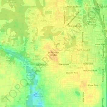 Jacksonville Heights topographic map, elevation, terrain