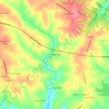 Highfield Park topographic map, elevation, terrain