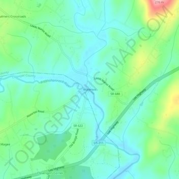 Waterloo topographic map, elevation, terrain