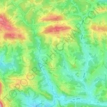 Lažiše topographic map, elevation, terrain