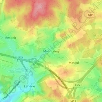 Molinfaing topographic map, elevation, terrain