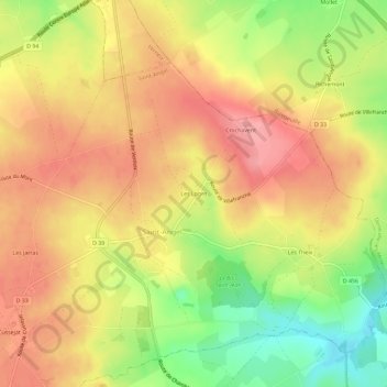 Les Loges topographic map, elevation, terrain