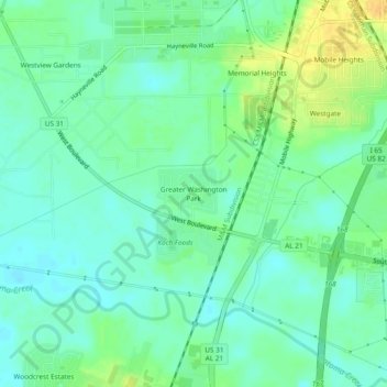 Greater Washington Park topographic map, elevation, terrain