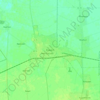 Atakent topographic map, elevation, terrain