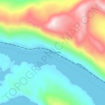 North Pacific topographic map, elevation, terrain