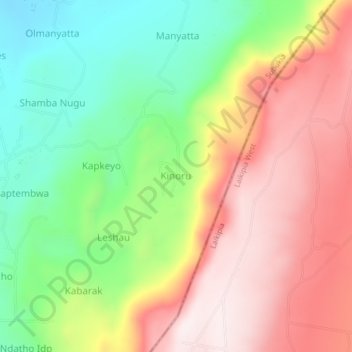 Kinoru topographic map, elevation, terrain