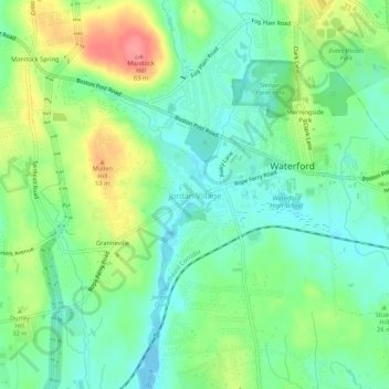 Jordan Village topographic map, elevation, terrain